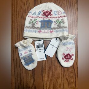 Polo by Ralph Lauren Cream Knit Hat and Mittens Set